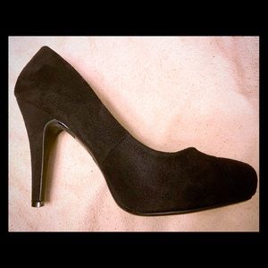 Black Faux Suede Pumps-Never Worn